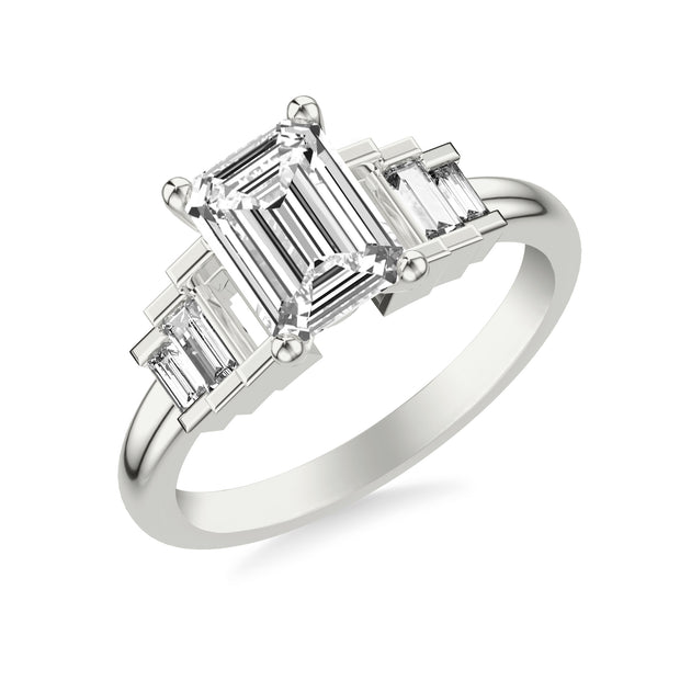 Diamond Engagement Ring with Diamond Baguette Sides