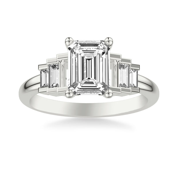 Diamond Engagement Ring with Diamond Baguette Sides