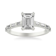 Contemporary Engagement Ring with Baguette Diamond Shank