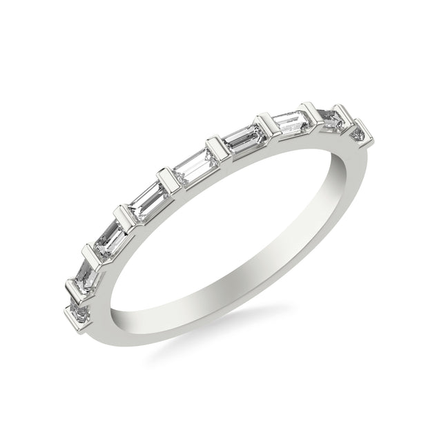 Contemporary Wedding Band with Baguette Diamonds