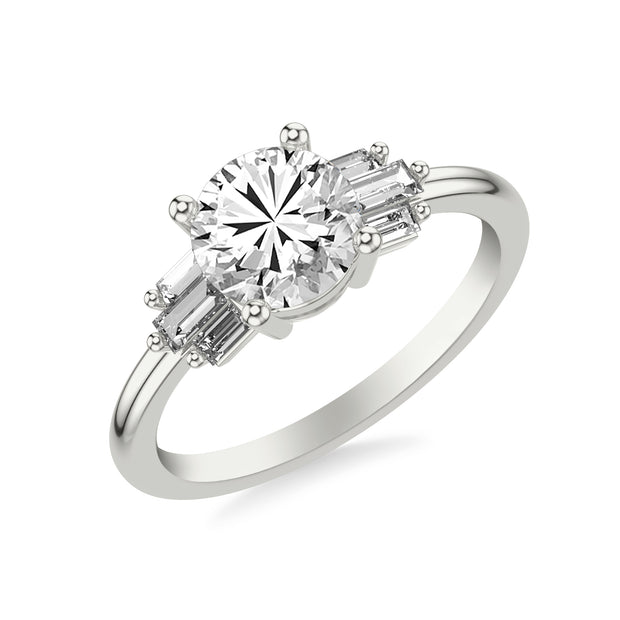 Contemporary Engagement Ring Setting with Diamond Baguettes