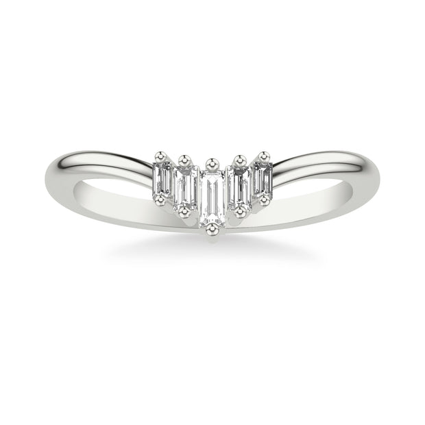 Contemporary Wedding Band with Diamond Baguettes