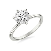 Classic Six Prong Solitaire Engagment Ring with Polished Shank