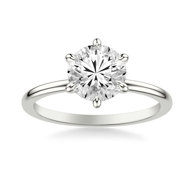 Classic Six Prong Solitaire Engagment Ring with Polished Shank