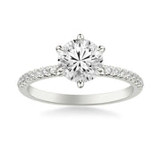 Classic Six Prong Engagement Ring with Diamond Collar and Diamond Shank