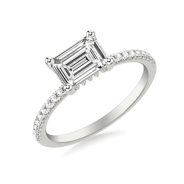 31-12216GEW-E.00 - Goldman - Classic East West Setting Engagement Ring and Hidden Diamond Halo with Diamond Shank