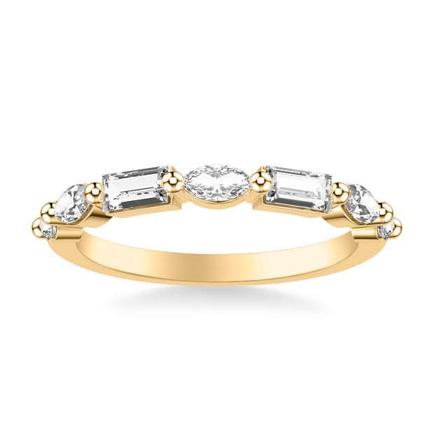 Contemporary Wedding Band with Mixed Fancy Baguette and Marquise and Round Diamonds