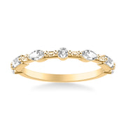 Contemporary Wedding Band with Mixed Fancy Marquise and Baguette and Round Diamonds