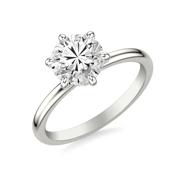 31-12235HRW-E.00 - Goldman - Classic Six Prong Solitaire Engagement Ring and Diamond Collar with Polished Shank