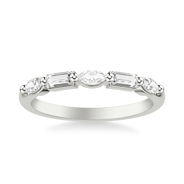 Contemporary Wedding Band with Mixed Fancy Baguette and Marquise Diamonds