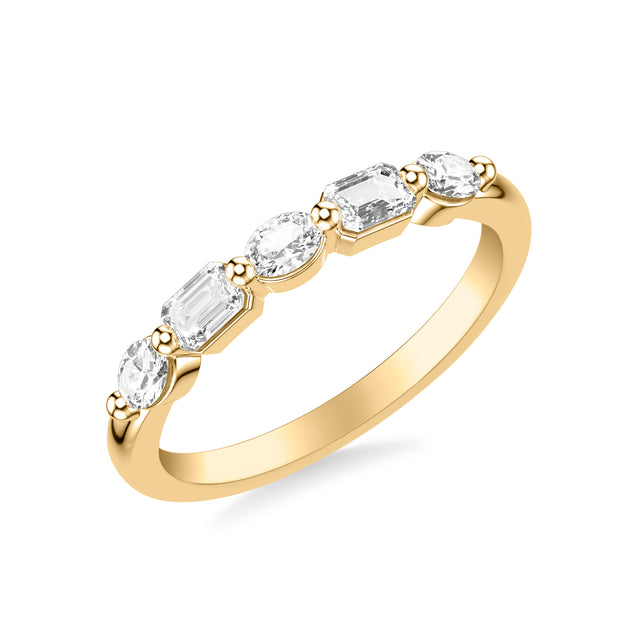 31-12237Y-L.00 - Goldman - Contemporary Wedding Band with Mixed Fancy Emerald and Oval Diamonds