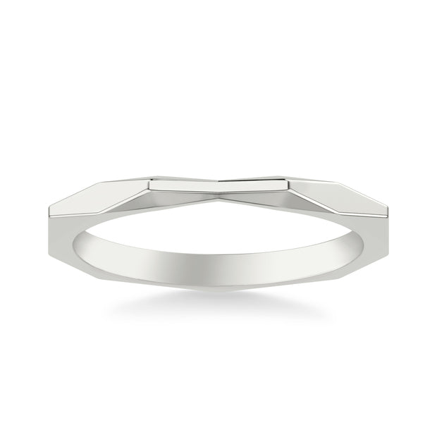 Contemporary Wedding Band with Geometric Faceted Band