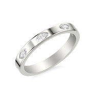 Contemporary Wide Wedding Band with Bezel Set Distance Marquise Diamond Polished Band