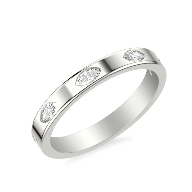 Contemporary Wide Wedding Band with Bezel Set Distance Marquise Diamond Polished Band