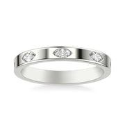 Contemporary Wide Wedding Band with Bezel Set Distance Marquise Diamond Polished Band