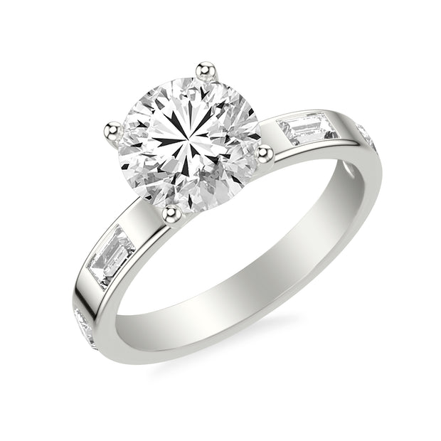 31-12265IRW-E.00 - Goldman - Contemporary Wide Band Engagement Ring with Bezel Set Distance Baguette East/West Diamond Polished Shank