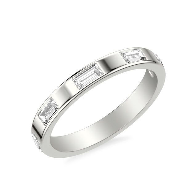 31-12265W-L.00 - Goldman - Contemporary Wide Wedding Band with Bezel Set Distance Baguette East/West Diamond Polished Band