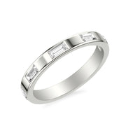 Contemporary Wide Wedding Band with Bezel Set Distance Baguette East/West Diamond Polished Band