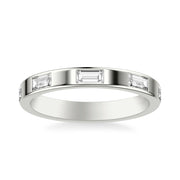 Contemporary Wide Wedding Band with Bezel Set Distance Baguette East/West Diamond Polished Band