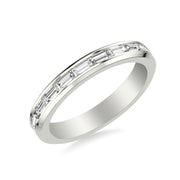 Contemporary Beveled Wedding Band with Channel Set East/West Baguette Diamonds