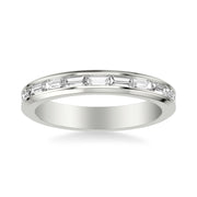Contemporary Beveled Wedding Band with Channel Set East/West Baguette Diamonds