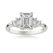 Contemporary Engagement Ring with Baguette and Round Diamonds and Polished Shank