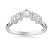 Contemporary Curved Wedding Band with Baguette and Round Diamonds