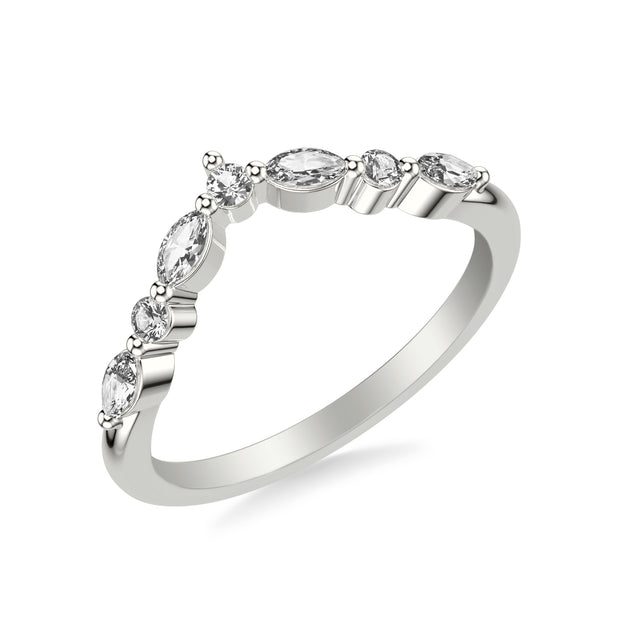 31-12275W-L.00 - Goldman - Contemporary Curved Wedding Band with Round and Marquise Diamonds
