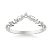 Contemporary Curved Wedding Band with Round and Marquise Diamonds