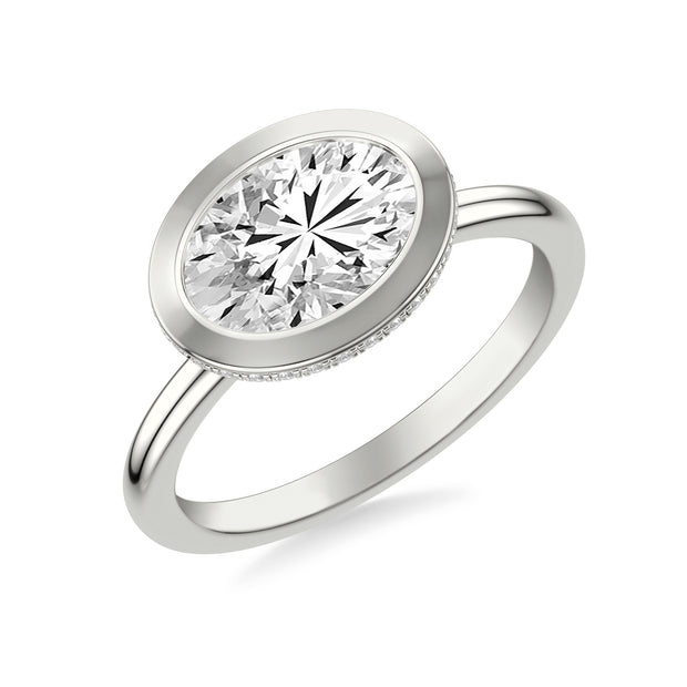 31-12279HVW-E.00 - Goldman - Contemporary East-West Bezel Set Engagement Ring with Hidden Halo and Polished Shank