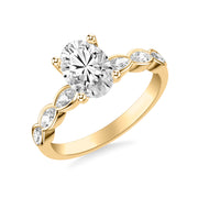 Contemporary Engagement Ring with East-West Bezel Set Marquise Diamond Scalloped Shank