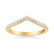 Classic V Curved Wedding Band with Round Diamonds