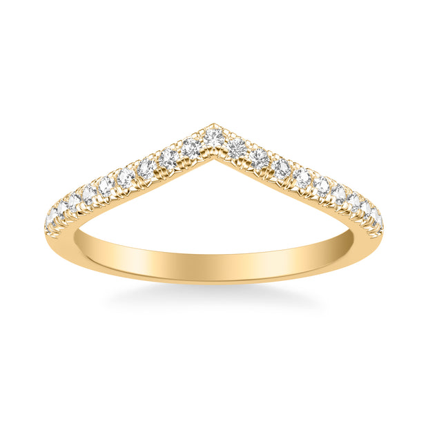 Classic V Curved Wedding Band with Round Diamonds