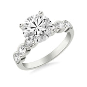 Contemporary Engagement Ring with East-West Bezel Set Oval Diamond Scalloped Shank