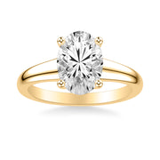 Classic Solitaire Engagement Ring with Hidden Halo and Tapered 4-2MM Wide Polished Shank