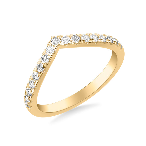 Classic V Curved Wedding Band with Round Diamonds