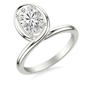 Contemporary Floating Bezel Wrap Engagement Ring with Polished Shank
