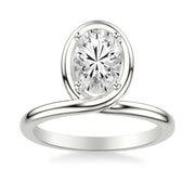 Contemporary Floating Bezel Wrap Engagement Ring with Polished Shank