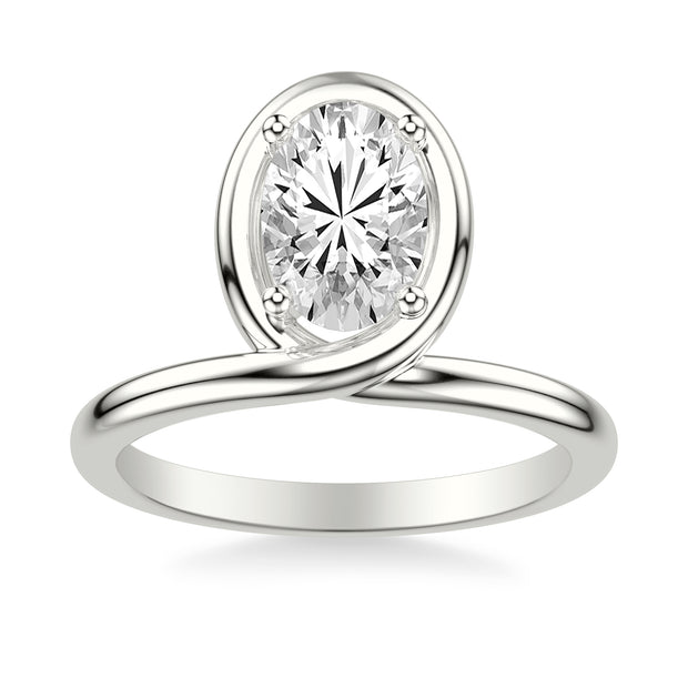 Contemporary Floating Bezel Wrap Engagement Ring with Polished Shank