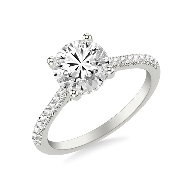 31-12293JEW-E.00 - Goldman - Classic Cathedral Setting Engagement Ring with Hidden Halo and Diamond Bridge with Diamond Shank