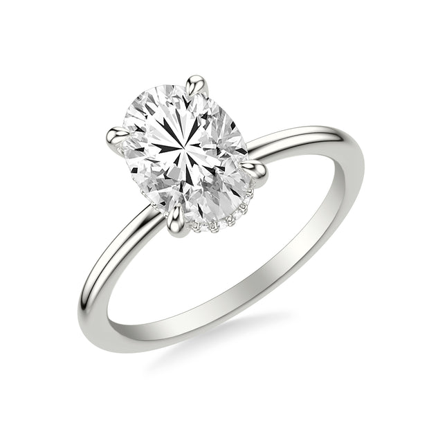 31-12294HVW-E.00 - Goldman - Classic Solitaire Engagement Ring with Hidden Halo and Claw Prongs with Polished Shank