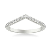 Classic V Curved Wedding Band with Round Diamonds