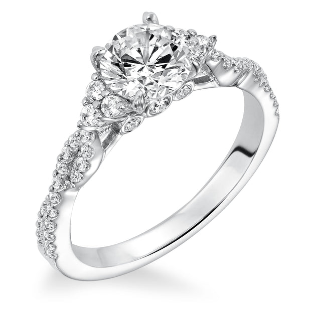 31-918ERW-E.00 - Goldman - Diamond prong set with diamond cluster and twisted shank engagement ring