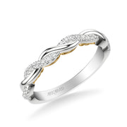 31-V1012WY-L.00 - ARTCARVED - Lyric Twist Wedding Band with Diamond and Polished Design with Inner Carved details