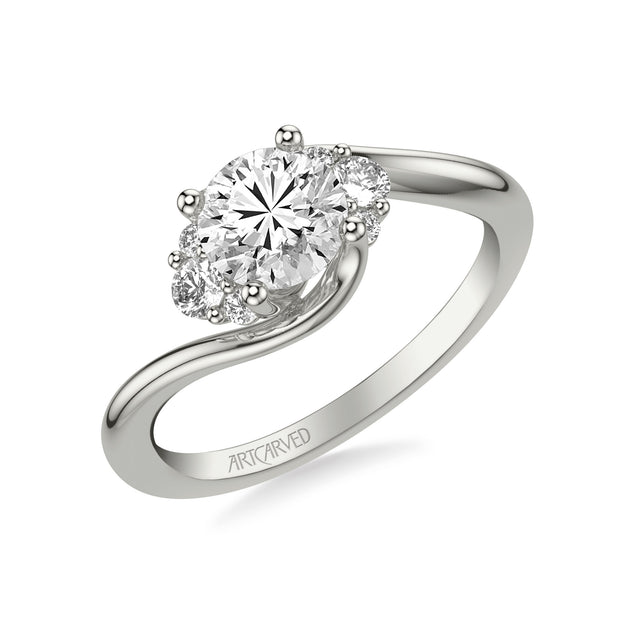 31-V1030ERW-E.00 - Goldman - Classic Engagement Ring with Round Side Stones and Bypass Shank