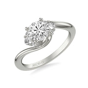 31-V1030ERW-E.00 - ARTCARVED - Classic Engagement Ring with Round Side Stones and Bypass Shank