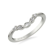 31-V1031EVW-L.00 - ARTCARVED - Floral Curved Wedding Band with Bezel Set Marquise Diamond Petal Accents