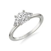 31-V1033EVW-E.00 - ARTCARVED - Classic Three-Stone Engagement Ring with Round Side Stone Diamonds