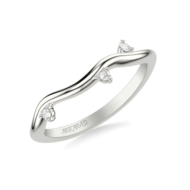 31-V1034W-L.00 - Goldman - Floral Curved Wedding Band with Round Floating Diamond Accents