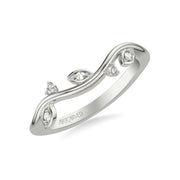 31-V1036W-L.00 - ARTCARVED - Floral Curved Wedding Band with Diamond Petal Accents and Floating Diamonds